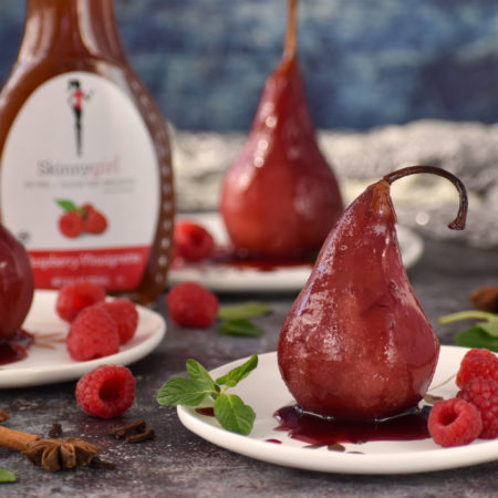 Image of Raspberry Red Wine Poached Pears