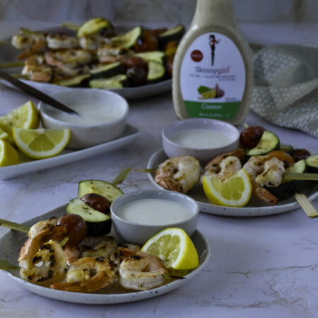 Image of Shrimp and Veggie Skewers with Caesar Dipping Sauce Recipe