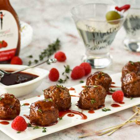 Image of Baked Turkey Meatballs with Raspberry Glaze